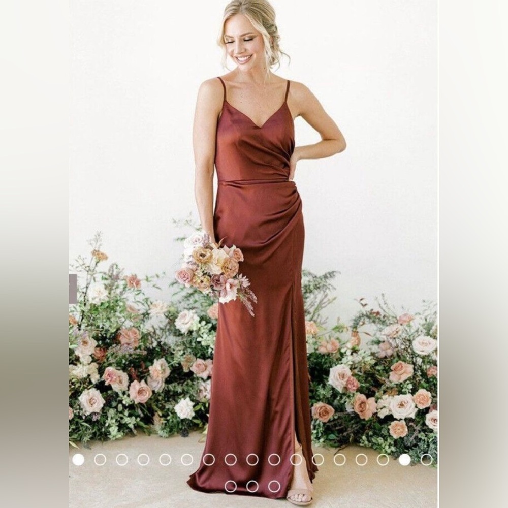 Revelry Rory size 4 satin dress in Desert Rose